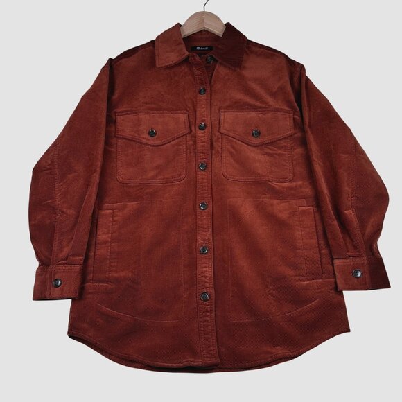 Madewell Womens Corduroy Twill Oversized Thick Shirt-Jacket XS Mahogany NWT $118 - Picture 4 of 11